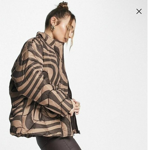 ASOS Jackets & Blazers - New ASOS Design Women Quilted Padded Jacket Color BROWN - Size 8